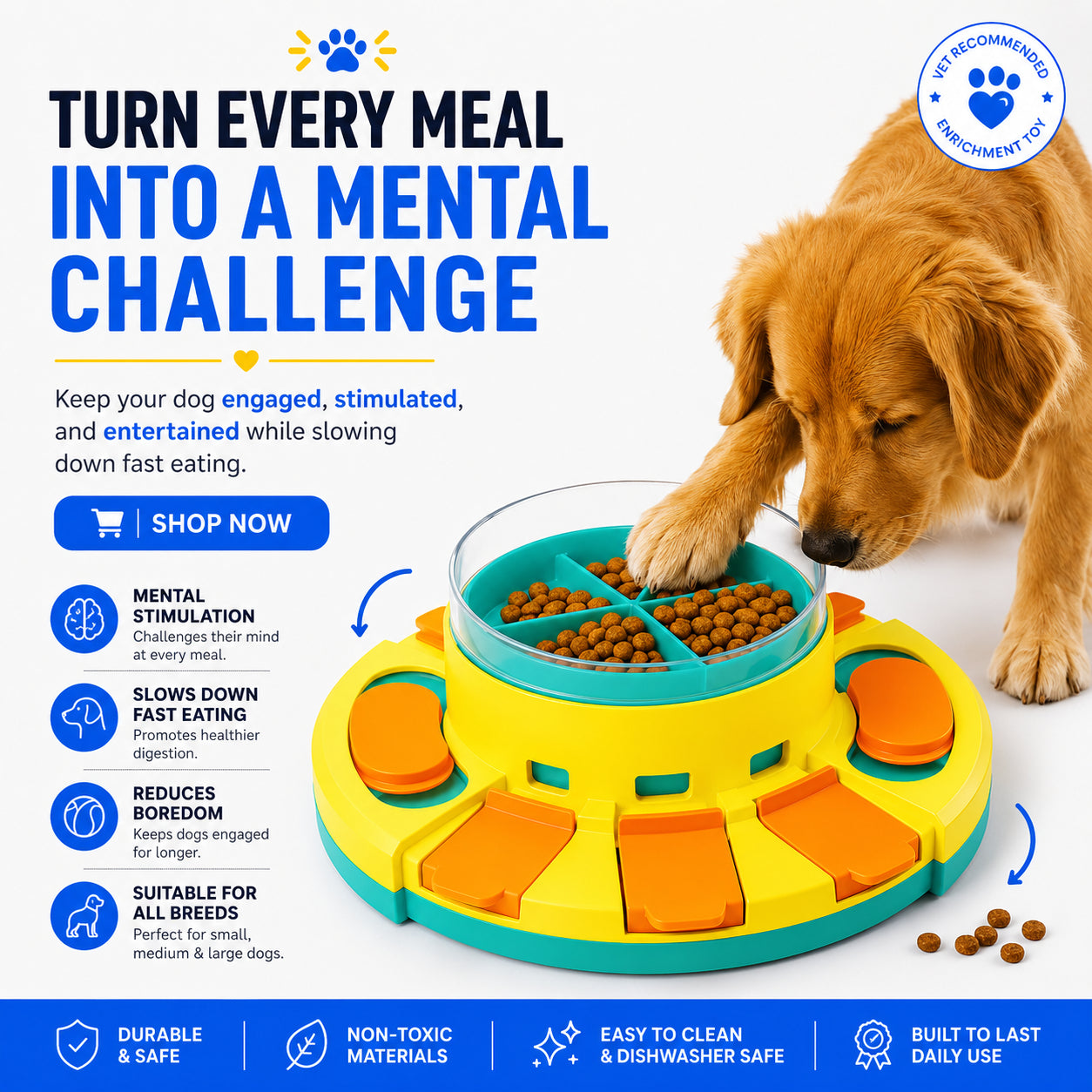 Interactive Dog Puzzle Toy – Brain Training Slow Feeder