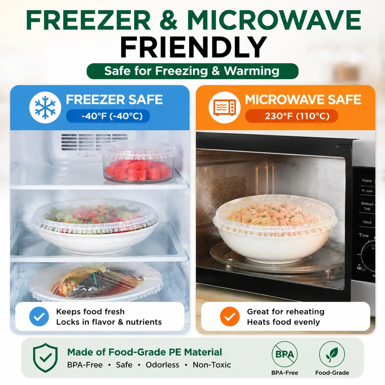 🔥Limit Time Offer!!! BUY 1 GET 1 FREE!!!🔥100PCS Disposable Stretch Food Covers for Bowls & Plates