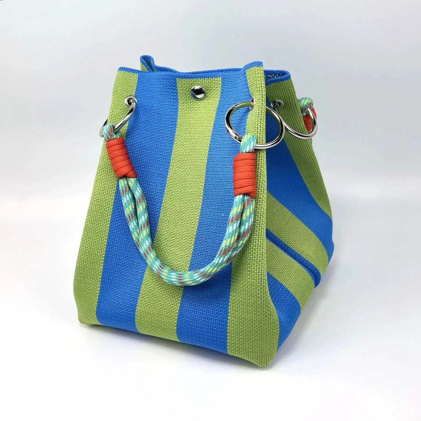 🏆👜 Limited Time Special Price ✨Boho Striped Knit Bucket Handbag for Women – Handmade Summer Beach Shoulder Bag