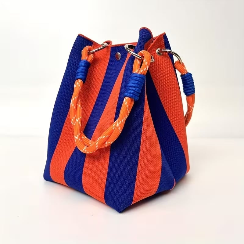 🏆👜 Limited Time Special Price ✨Boho Striped Knit Bucket Handbag for Women – Handmade Summer Beach Shoulder Bag